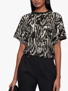 Ted Baker Veria Animal Abstract Linen T-Shirt - Size 1- BRAND NEW